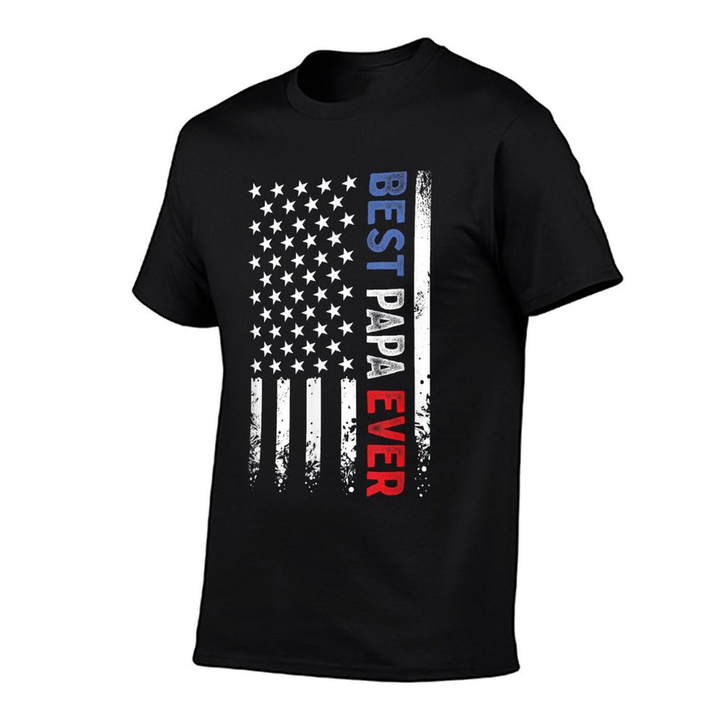 Father's Day Best Papa Ever with US American Flag T-Shirt