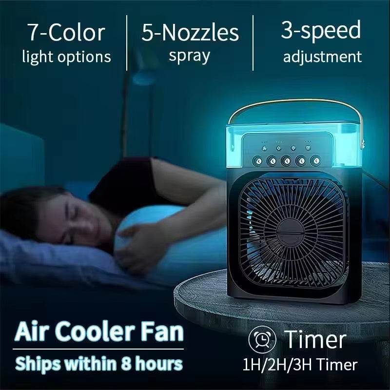 3-in-1 Portable Air Cooler Fan with Humidifier and LED Light