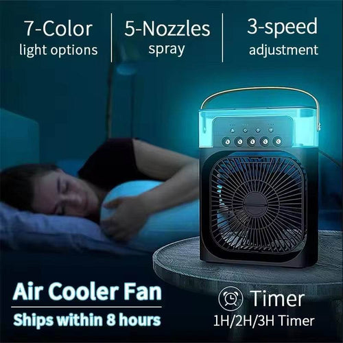 3-in-1 Portable Air Cooler Fan with Humidifier and LED Light
