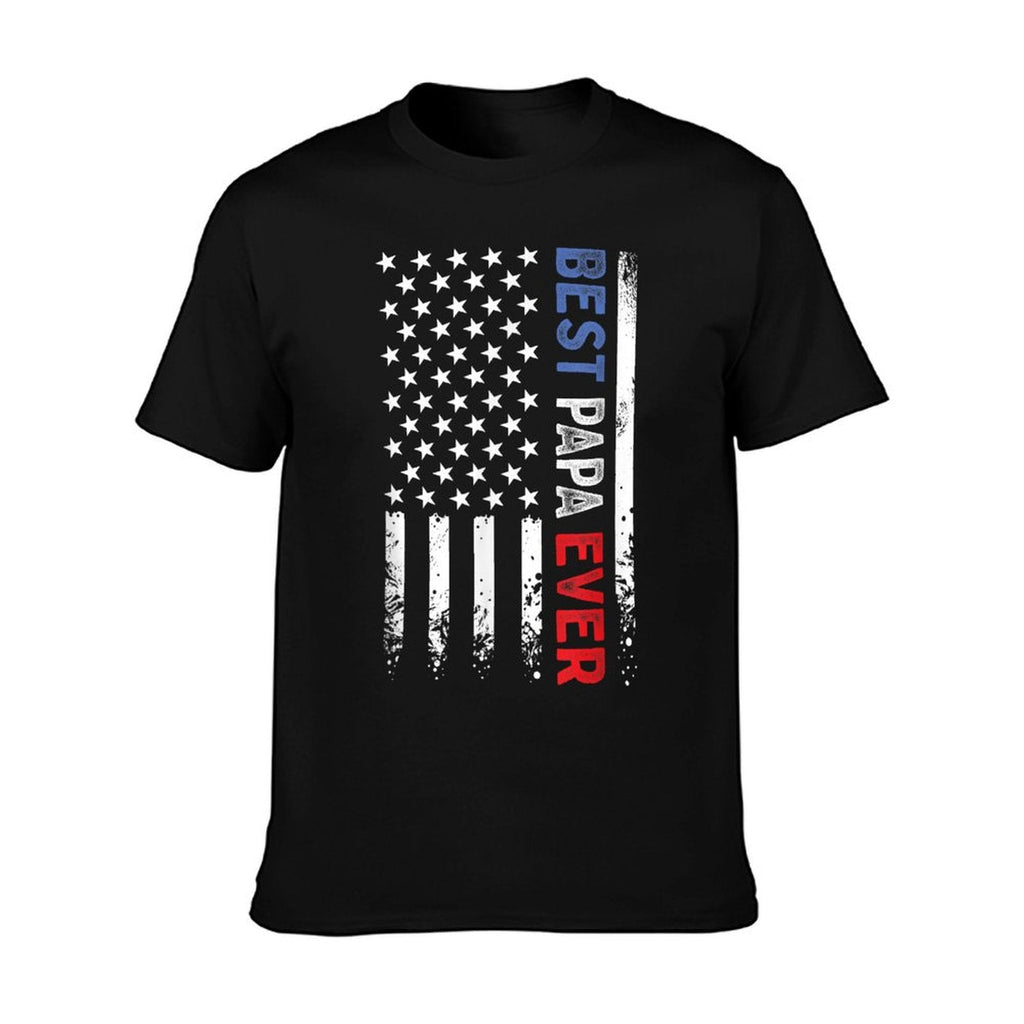 Father's Day Best Papa Ever with US American Flag T-Shirt