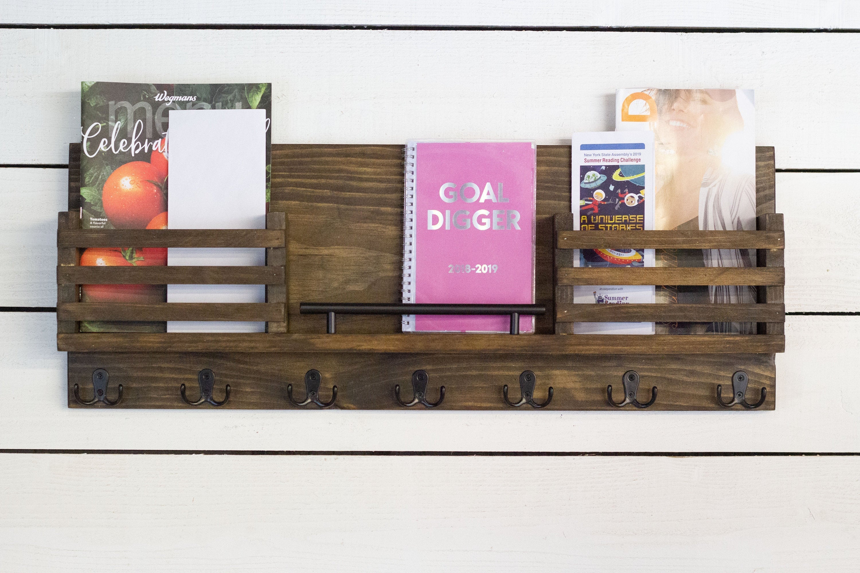 Double Mail Holder with Key Hooks